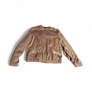 Zara trf_outerwear Light Pink Satin Bomber Jacket